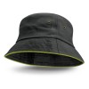 Black Bright Green Coloured Trim Bucket Hats